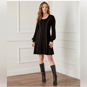 Karen Kane Black Long Sleeve Crew Neck Dress